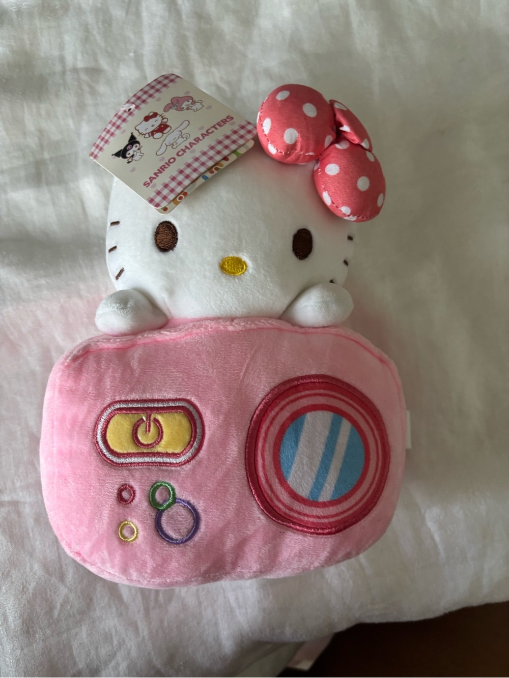 Sanrio Hello Kitty Pink White Polka Dot Bow Plush Camera Toy